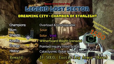 Destiny 2 Legend Lost Sector: Dreaming City - Chamber of Starlight on my Warlock 1-28-23