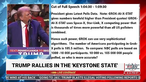 President Trump Leads Kamala in Polls by 10%, Quotes Current Polls at His Rally in Pennsylvania - 9/23/24