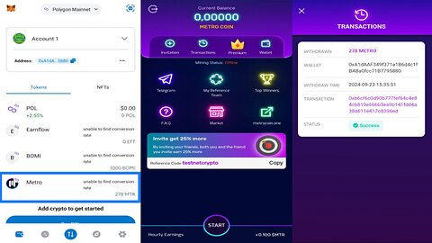 Metro Network | Verify Your Account , Adding Contract Address And Successful Withdrawal To MetaMask