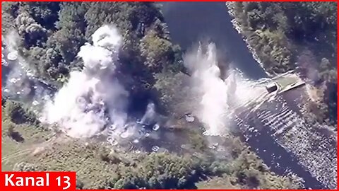 The moment of destruction of bridges using Russian military equipment by US missiles in Kursk