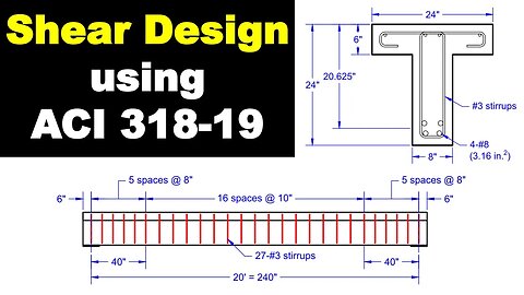 Shear Design Example - Reinforced Concrete Beams using ACI 318-19