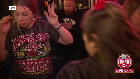 Chiefs fans break out in song in Westport after Chiefs win Super Bowl