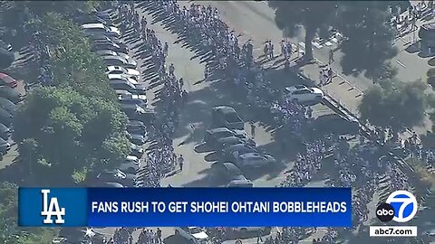 Dodger fans line up for Shohei Ohtani bobblehead hours before first pitch