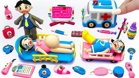 Clay Miniature Doctor Box Set Ambulance Playset Newborn BabyCare Tips Tut