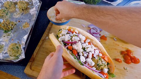 Delicious Mediterranean Chicken Meatballs Sub ! * asmr cooking *