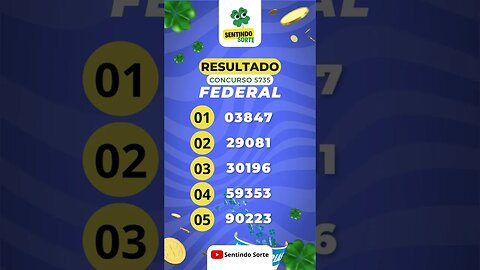 🍀 Resultado LOTERIA FEDERAL 5735 | Sentindo Sorte #shorts