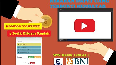 Nonton YOUTUBE 5 Detik dibayar Rupiah | Website Penghasil Uang Terbaru dan Legit | WD Bank Lokal!