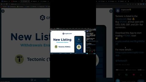 TECTONIC CRONOS, CRYPTO.COM TWEETS TONIC!!