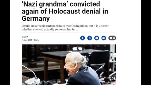 (June 26th 2024) 95-year old Ursula Havenbeck sentenced AGAIN for being a Holocaust Denier!