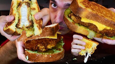 HUGE 2x JAPANESE FRIED CHEESE KATSU SANDO 揚げチーズ とんかつ サンドイッチ * ASMR NO TALKING * | NOMNOMSAMMIEBOY