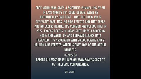 Prof Madhi misleads citizens about vaccine