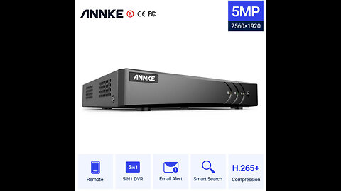 ANNKE 8CH 5-in-1 5MP Lite AI DVR with Human & Vehicle Detection for Seacurity Camera and 2 TB H...