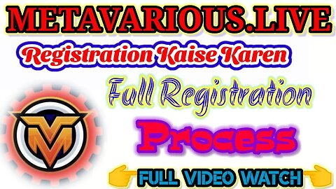 Metavarious.live main registration kaise kren | metavarious main I'd active kaise karte hai |