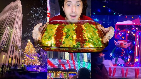 CHRISTMAS IN NEW YORK CITY MUKBANG ! * MESSY ENCHILADAS AND ROCKEFELLER CENTER *