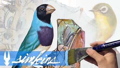 Greg "Craola" Simkins painting a Gouldian Finch in "Thunder" (Plus Bonus Bird)