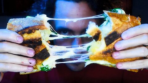 ASMR SPICY N'DUJA GRILLED CHEESE * no talking eating cooking sounds * | Nomnomsammieboy