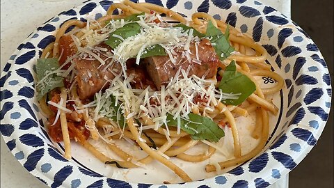 Pomodoro sauce with hot Italian sausage #pomodoro #italian #italiansausage