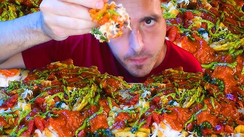 CHEESY PIZZA WAFFLE FRIES POUTINE * ASMR NO TALKING * | NOMNOMSAMMIEBOY