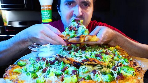 SPICY SAUSAGE BUTTERMILK RANCH SAUCE PIZZA ! * ASMR NO TALKING MUKBANG * | NOMNOMSAMMIEBOY