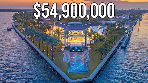 $54,900,000 V-Shaped Waterfront Estate | Mansion Tour