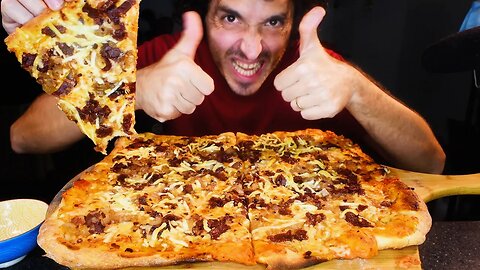 CHEESY ALFREDO BACON PIZZA * ASMR NO TALKING MUKBANG * NOMNOMSAMMIEBOY