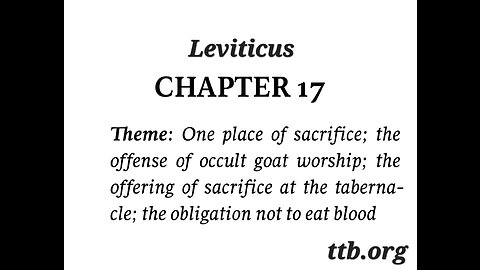 Leviticus Chapter 17 (Bible Study)