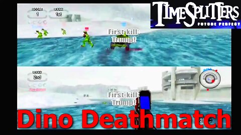 TimeSplitters: Future Perfect- PS2- Split Screen Multiplayer- Dinosaur Team Deathmatch