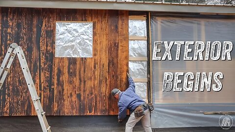 CABIN EXTERIOR BEGINS | TIMBER FRAME CABIN | WOODWORK