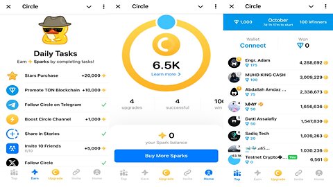 Circle | Earn Sparks ,Upgrade To Circles And Convert It Into $CIRCLE Tokens Soon | Telegram Bot