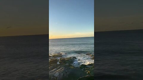 My view after filming Beavertail Lighthouse- Waves crashing during a sunrise, very therapeutic.