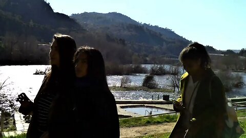 Beautiful Miño River as it passes through the Muiño da Veiga hot springs in Ourense, Galicia