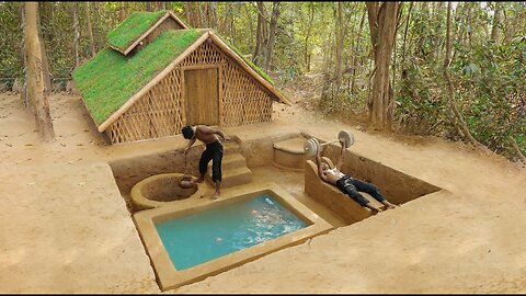 Building Underground Relax Room with Creative Ancient Gym - Bathtub And Find Groundwater