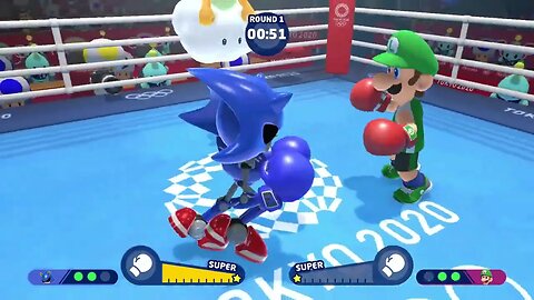 Luigi vs Metal Sonic boxing showdown on Mario & Sonic Olympics games