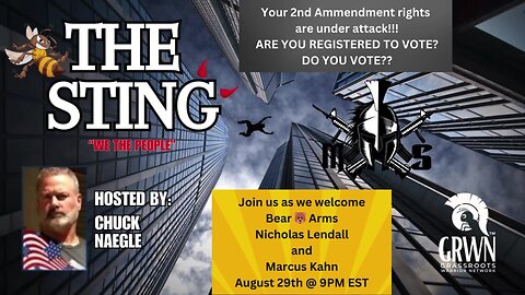 The Sting Welcomes Bear Arms, Nicholas Lendall, Marcus Kahn August 29th @9pm EST