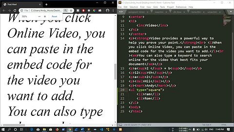 7. Make a List,Sub (subscript) tag, sup (superscript) tag, marquee tag in html, List (li, ol, ul)