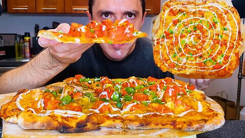 RED HOT BUFFALO CHICKEN PIZZA WITH RANCH * ASMR MUKBANG NO TALKING * | NOMNOMSAMMIEBOY