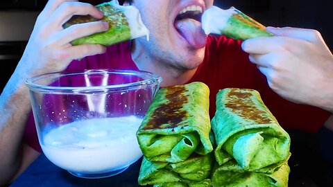 CHEESY BACON MASHED POTATO BURRITOS WITH RANCH SAUCE! * ASMR NO TALKING MUKBANG * NOMNOMSAMMIEBOY