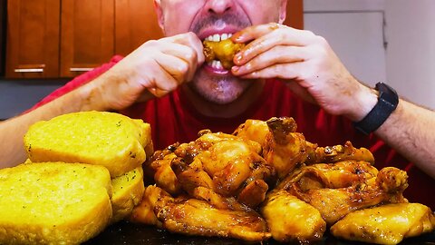 MAMBO CHICKEN WINGS + GARLIC BREAD TOAST * ASMR MUKBANG NO TALKING * | nomnomsammieboy