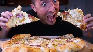 ASMR Eating CHEESE Alfredo Sauce Pizza ! * mukbang no talking *