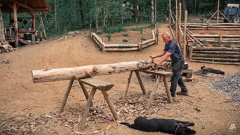 SMOKY MOUNTAIN OFF GRID HOMESTEAD | FRONT PORCH POST & START INTERIOR OFF TIMBER FRAME CABIN