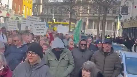 Thousands of Irish citizens march on Talbot Street in Dublin