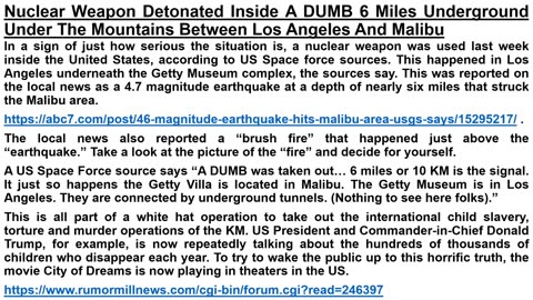 Nuclear Weapon Detonated Inside A DUMB 6 Miles Underground Under The Mountains