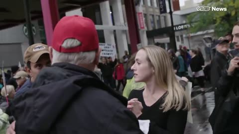 Oct 10 2019 Minnesota Trump rally 1.0 Trump supporter spit on while being interviewed