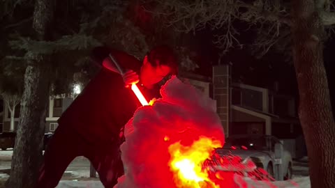 Star Wars Fan Takes Out Snowman