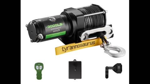 Tyrannosaurus 5000 lb. ATVUTV Electric Synthetic Winch Kit with Wireless Remote Mounting Plate