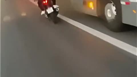 Stupid Biker has no respect for others.