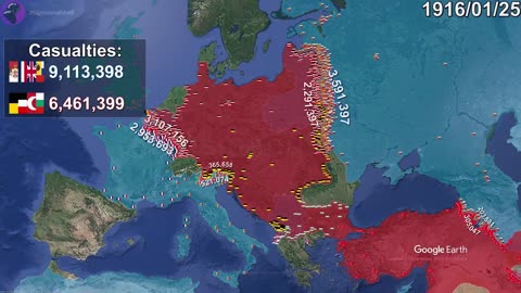 World War I in 1 minute using Google Earth