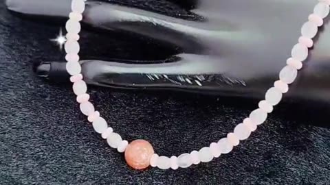 GN-20240924-03 Natural pink opal beads natural pink crystal natural sunstone sweet necklace fashion