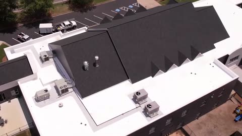 4k Drone Footage | TPO Roof Silicone Restoration 2