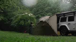 Solo camping soaked in rainstorm Real heavy rain Relaxing deep sleep ASMR